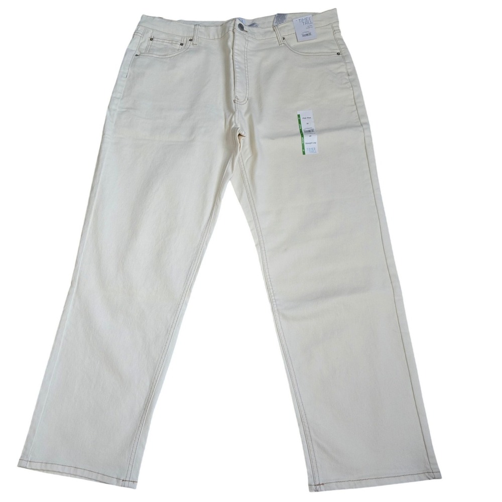Time and Tru Womens High Rise Straight Leg Jeans Cream White Size 20 NWT - Picture 2 of 11